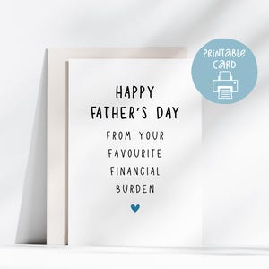 Tarjeta divertida para el Día del Padre con carga financiera, tarjeta para papá de parte de su hija, tarjeta imprimible para el Día del Padre, 5x7, tarjeta divertida para el Día del Padre para papá.