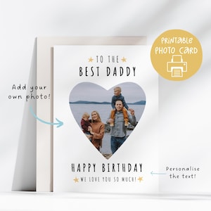 Cartão de aniversário do papai, cartão de foto para impressão do papai, cartão 5x7 com envelope para impressão, download digital, cartão de aniversário para o papai, personalizável