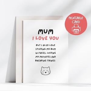 Carte imprimable d'anniversaire drôle de chat, carte 5 x 7, carte de maman de chat, carte imprimable de maman de chat, du chat, meilleure maman de chat, fête des mères de chat drôle
