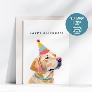 Biglietto di auguri stampabile per il compleanno del Golden Labrador, biglietto 5x7 con busta stampabile, download digitale, biglietto di auguri, download immediato, amante dei cani