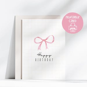 Carte d'anniversaire imprimable mignon noeud, carte imprimable ami, carte 5 x 7 avec enveloppe imprimable, téléchargement numérique, joli noeud ami imprimable