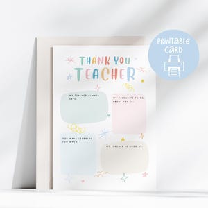 Tarjeta imprimible personalizada para maestros de escuela, tarjeta de agradecimiento para maestros hecha a mano, tarjeta de 5 x 7, maestra de guardería, jardín de infantes, escuela primaria