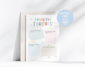 Personalized Teacher Thank You Card: DIY Printable 5x7 (Digital Download)