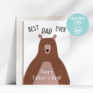 Heureuse fête des pères, carte papa ours, carte imprimable fête des pères, carte 5 x 7, jolie carte de fête des pères pour papa, meilleure carte papa, des enfants