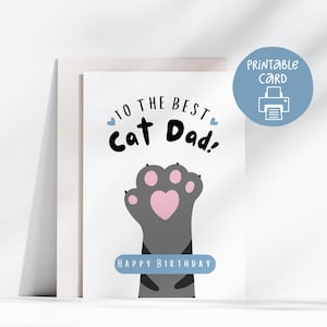 Carte d'anniversaire chat mignon pour lui, 5 x 7, carte d'anniversaire papa chat, carte imprimable papa chat, des chats, meilleure carte d'anniversaire papa chat
