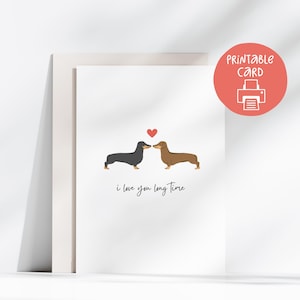 Biglietto di compleanno per partner bassotto, simpatico biglietto per marito e cane, biglietto 5x7, divertente anniversario, stampabile per San Valentino, ti amo da tanto tempo, biglietto per moglie