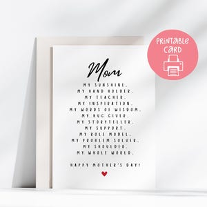 Biglietto per la festa della mamma - Biglietto minimalista per la migliore mamma del mondo - Elegante biglietto per la festa della mamma, semplice biglietto di apprezzamento per la mamma, biglietto per la mamma con poesia sentita