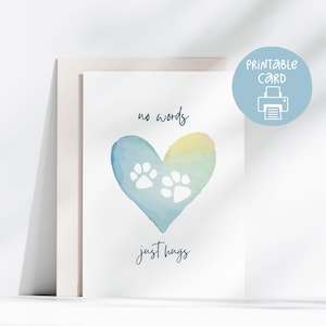 Afdrukbare kaart huisdierverlies, kaart 5 x 7 met afdrukbare envelop, digitale download, directe download, kaart verlies hond, kaart verlies katten, aan je denken
