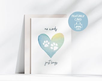 Pet Loss Printable Card, 5x7 Card with Printable Envelope, Digital Download, Instant Download, Dog Loss Card, Cat Loss Card, Thinking Of You