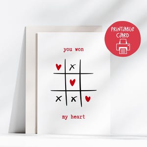 vous avez gagné mon coeur carte de vœux | Amusante Saint-Valentin imprimable | Jolie carte d'amour pour petite amie petit ami mari femme, téléchargement numérique
