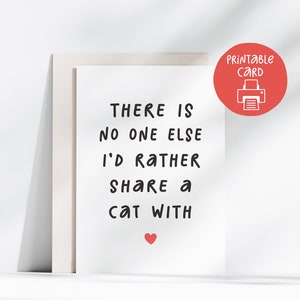 Printable Partner Birthday Card, Funny Cat Birthday Card 5x7 Card with Printable Envelope, Digital Download, Cute Partner Card