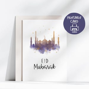 Cartão Eid Mubarak Minimalista, Download Digital de Cartão Islâmico, Eid Abençoado, Arte Islâmica do Ramadã 5x7, Cartão Eid Feliz, Eid Ul Fitre, Eid Ul Adha