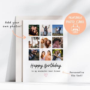 Photo Birthday Card, Printable Photo Card For Her, 5x7, Photo Birthday Card For Friend, Customizable Printable Card, Mothers Day Photo Card