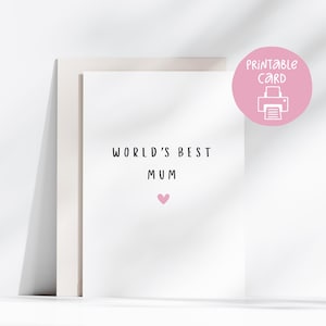 Tarjeta minimalista para la mejor mamá del mundo - Tarjeta para el Día de la Madre - Tarjeta sencilla de agradecimiento para mamá - Tarjeta de felicitación para la mejor mamá del mundo - Cumpleaños de mamá