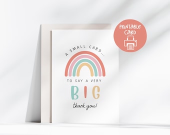 Big Thank You School Teacher Printable Card, Teacher Thank You Card, 5x7 Card with Envelope, Digital Download, Daycare Teacher, Kindergarten