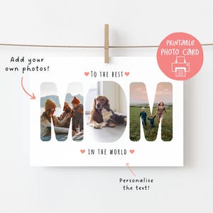Carte d'anniversaire photo maman, carte photo imprimable maman, carte 5 x 7, carte d'anniversaire maman personnalisée, carte maman personnalisable, collage photo maman