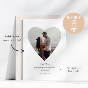 Bearbeitbare glückliche Verlobungskarte, druckbare Fotokarte für Paare, 13 x 18 Karte, Brautpaar Hochzeitskarte, Verlobung anpassbar, Hochzeitsfotokarte