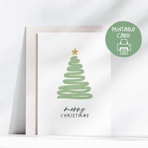 Mooie kerstboom afdrukbare kaart, 5 x 7 kaart met afdrukbare envelop, digitale download, leuke kerstkaart, vrolijk kerstfeest, moderne kaart