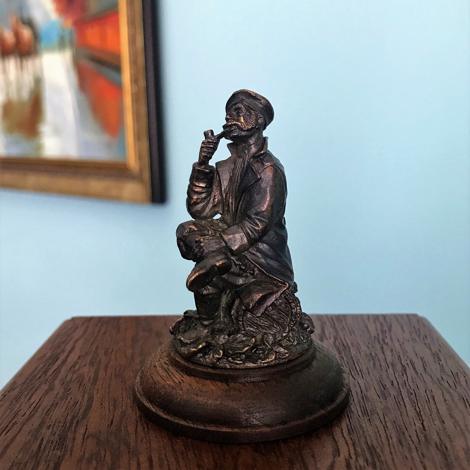 Man With a Smoking Pipe Bronze Sculpture Statuette Maximum Etsy