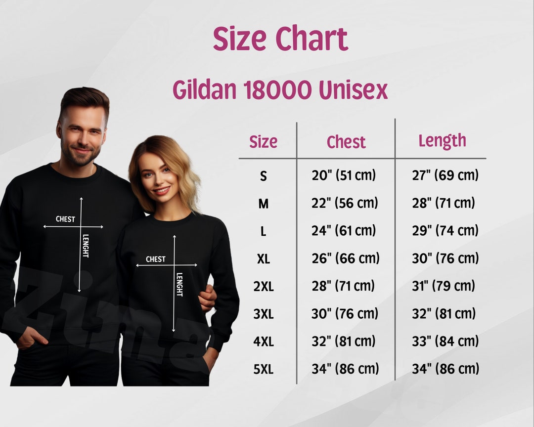 Gildan 18000 Size Chart for Couples,gildan Sweatshirt Size Chart,unisex