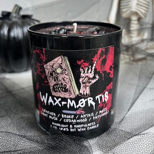 Vela de cristal de cera de soja Evil Dead, Wax Mortis, Necronomicon, decoração para amantes de filmes de terror, Livro dos Mortos, arte de Halloween assustadora, gótica, não tóxica