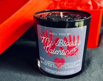 My Bloody Valentine's Day Crystal Candle, Horror Movies, Will You Be Mine, Gothic, Soy Wax, Unique Valloween Gift Ideas, Dark, Funny