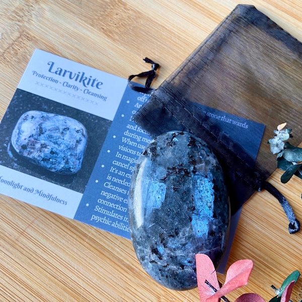 Larvikite Crystal Palm Stone, Shimmery Flashy Decor Crystal, Reiki Tool Meditation, Larvikite Healing, Crystal Lover Gift, Heart Root Chakra