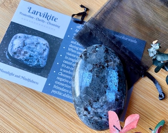 Larvikite Crystal Palm Stone, Shimmery Flashy Decor Crystal, Reiki Tool Meditation, Larvikite Healing, Crystal Lover Gift, Heart Root Chakra