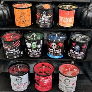 Horror Movie Candles, Halloween Lover Decor, Scary, Soy Wax Crystal Candles, Spooky Season Gifts, Fall, Michael Myers, Creepy, Black Gothic