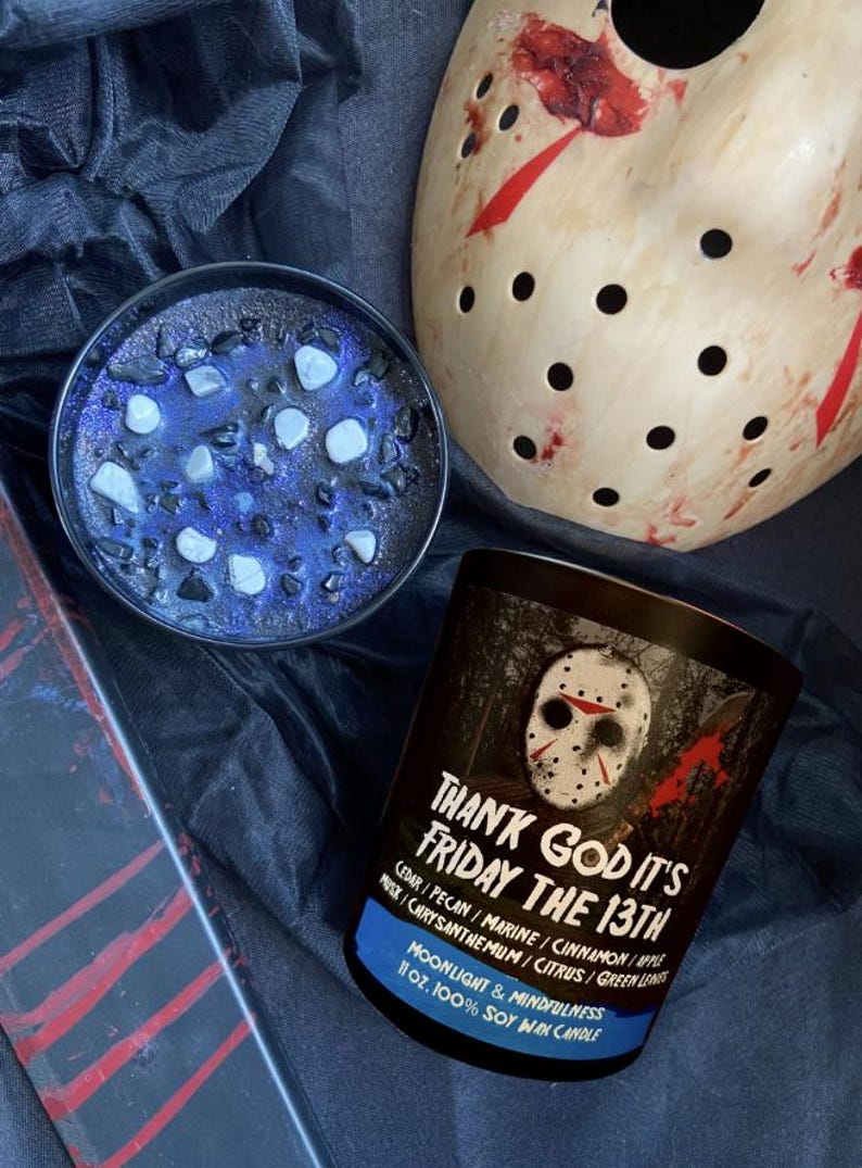 Friday the 13th Soy Wax Candle, Jason Vorhees, Thank God its Friday, Crystal Lake, Horror Movie Lover, Halloween Art, Spooky Season, Gothic image 4