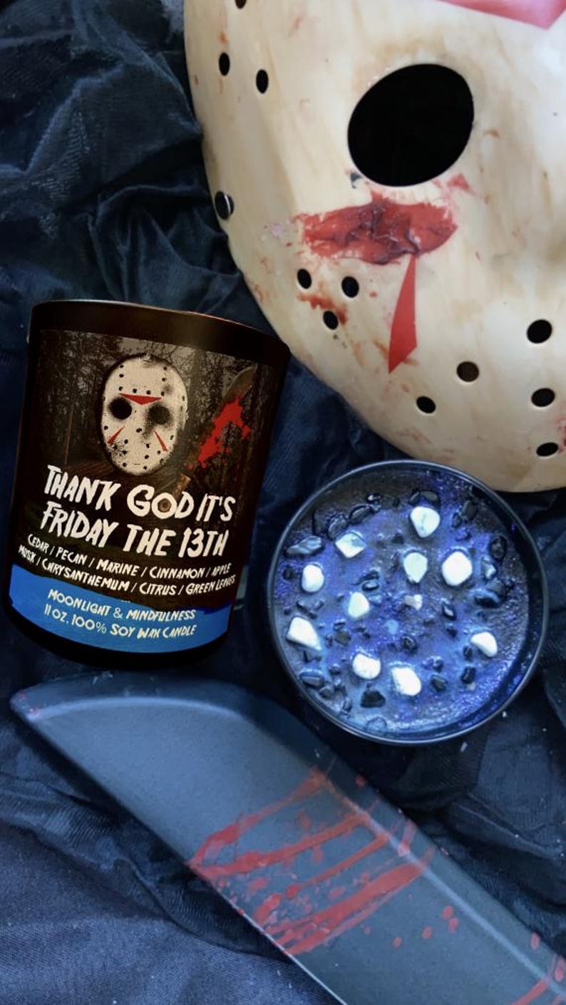 Friday the 13th Soy Wax Candle, Jason Vorhees, Thank God its Friday, Crystal Lake, Horror Movie Lover, Halloween Art, Spooky Season, Gothic image 9