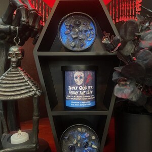 Friday the 13th Soy Wax Candle, Jason Vorhees, Thank God its Friday, Crystal Lake, Horror Movie Lover, Halloween Art, Spooky Season, Gothic image 2