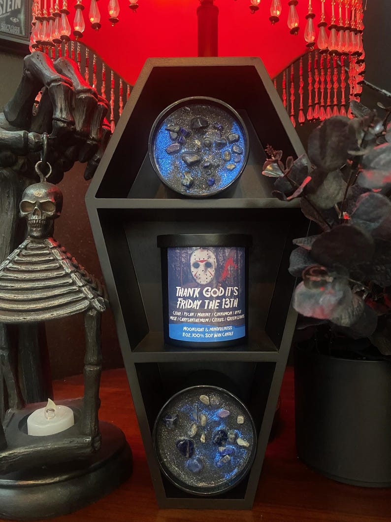 Friday the 13th Soy Wax Candle, Jason Vorhees, Thank God its Friday, Crystal Lake, Horror Movie Lover, Halloween Art, Spooky Season, Gothic image 2
