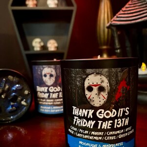 Friday the 13th Soy Wax Candle, Jason Vorhees, Thank God its Friday, Crystal Lake, Horror Movie Lover, Halloween Art, Spooky Season, Gothic image 8