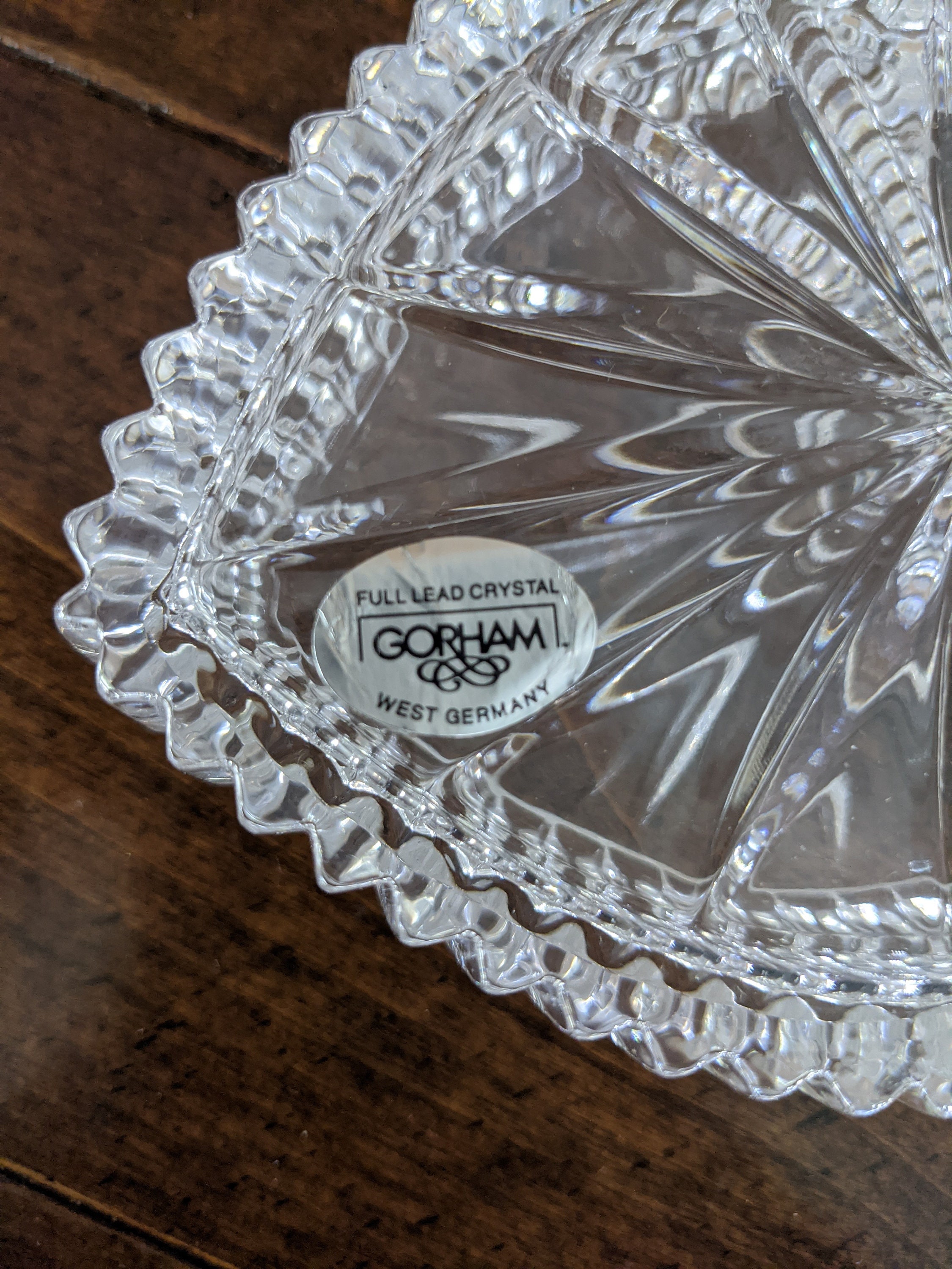 GORHAM Crystal Glass Heart Trinket Dish Made in West Germany
