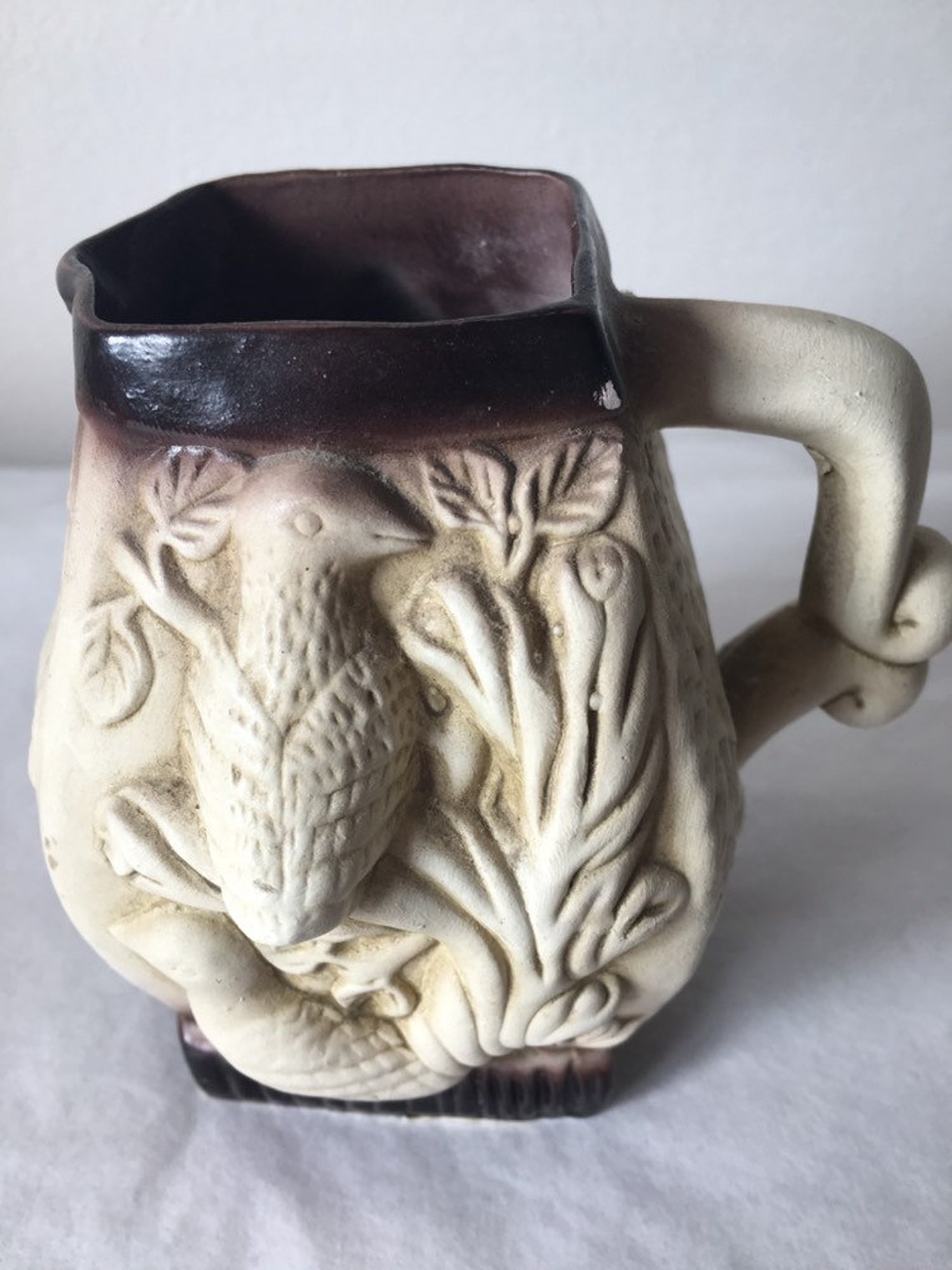 Vintage handmade Spanish carved mug Etsy