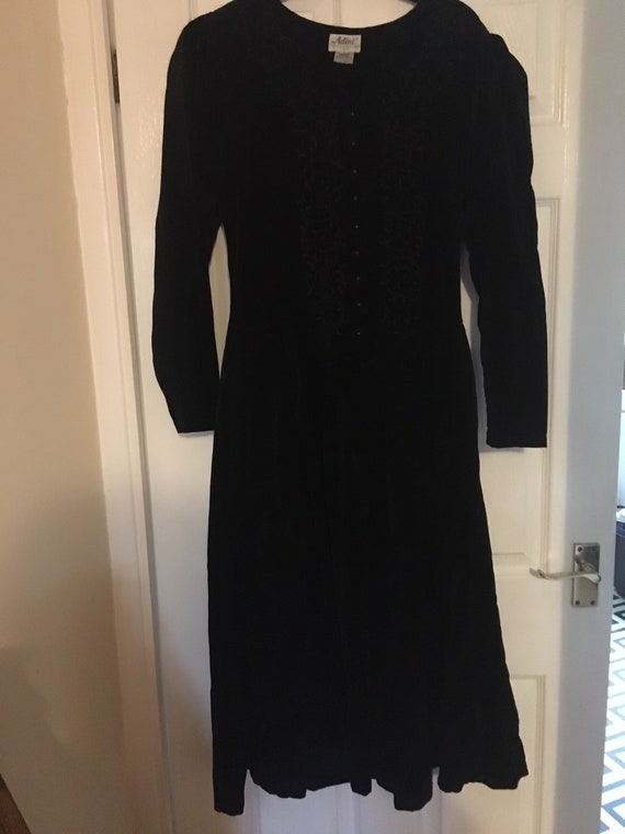 Vintage Adini black velvet maxi dress