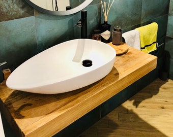 Nach Maß Badezimmer Holz schwebendes Regal, Sink Live Natural Edge Rustikal Massivholz Wand Regal, New Home Weihnachtsgeschenk