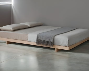 Japanese Minimalist Platform Bed Frame Japanese Furniture Floating Bed Frame King Queen Double Bed Etsy