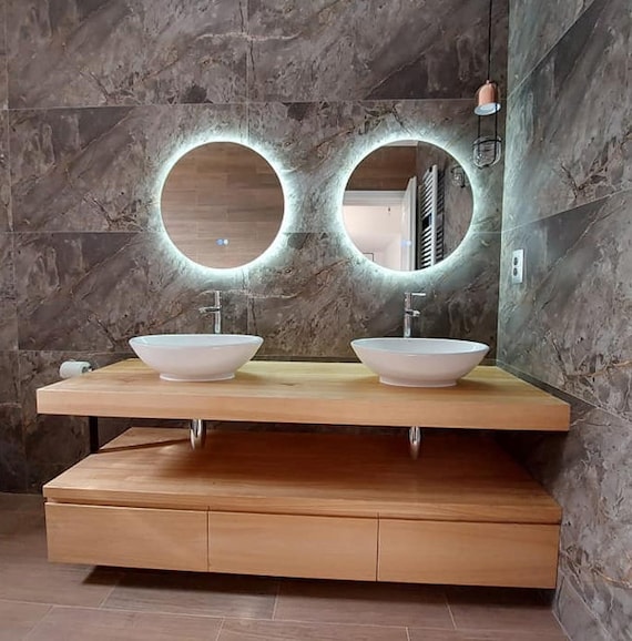 Custom made mirrored bathroom cabinets deals
