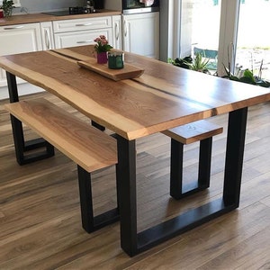 Extendable Table Live Edge Dining Table / Farmhouse Rustic Solid Reclaimed Wood Kitchen Dining Living Room Table / New Home Gift For Women
