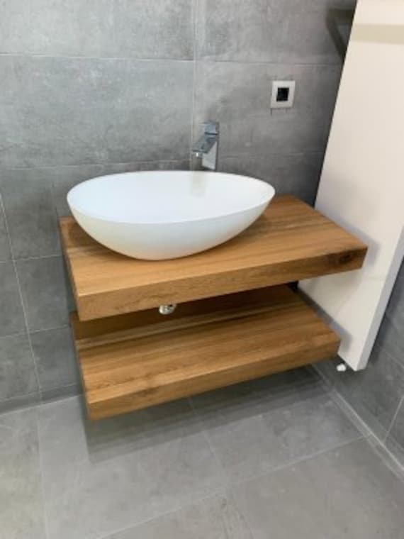 Custom Made Bathroom Wood Floating Vanity Shelf Sink Live Natural