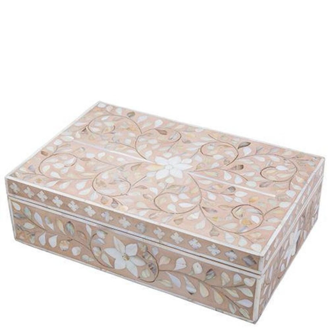 Mother of Pearl Inlay Decorative Box Floral in Pale Pink Etsy