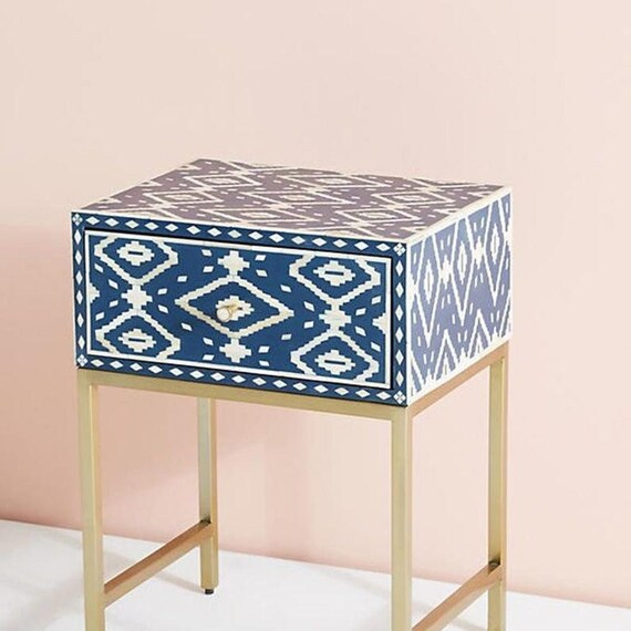 Bone inlay nightstand deals