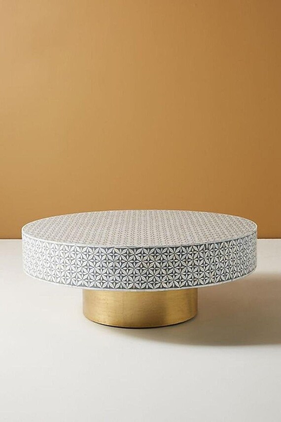 Mother of Pearl Inlay Round Coffee Table Etsy UK