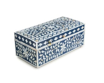 Kunsthandwerk Knochen Inlay Box | Schmuckdose | Schmuckkästchen | Knochen Inlay Aufbewahrungsbox