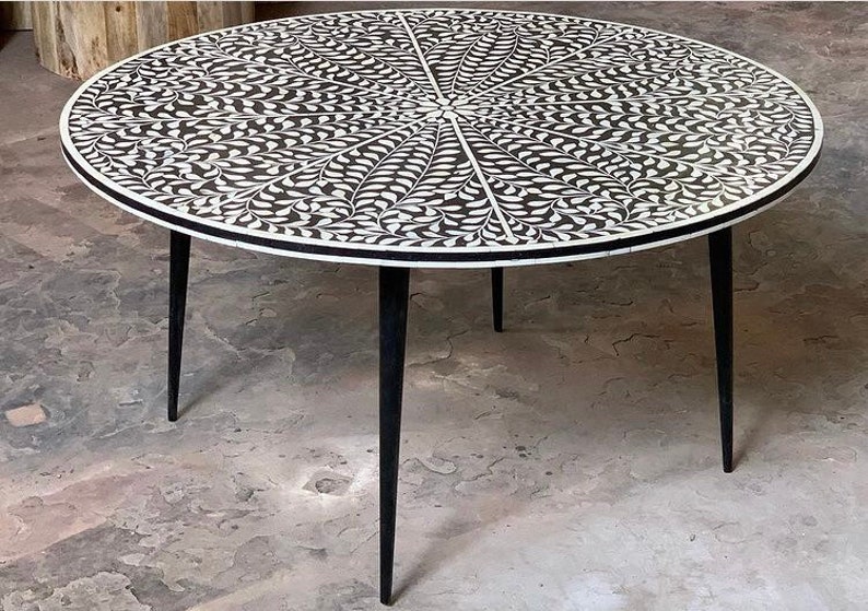 Bone Inlay. Round Table - Etsy