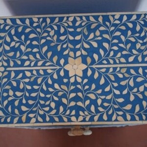 Bone Inlay Night Stand, Bedside Table in Blue Bone Inlay Bedside ...