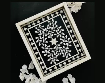 Handmade Bone Inlay Tray | Black Bone inlay Tray