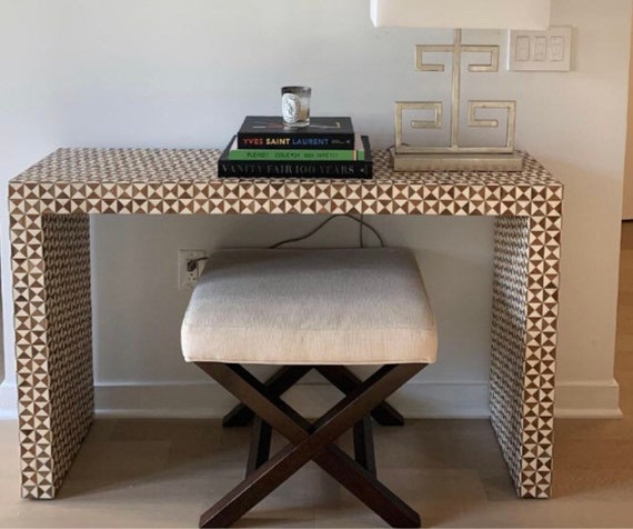 Intarsia natural console table deals